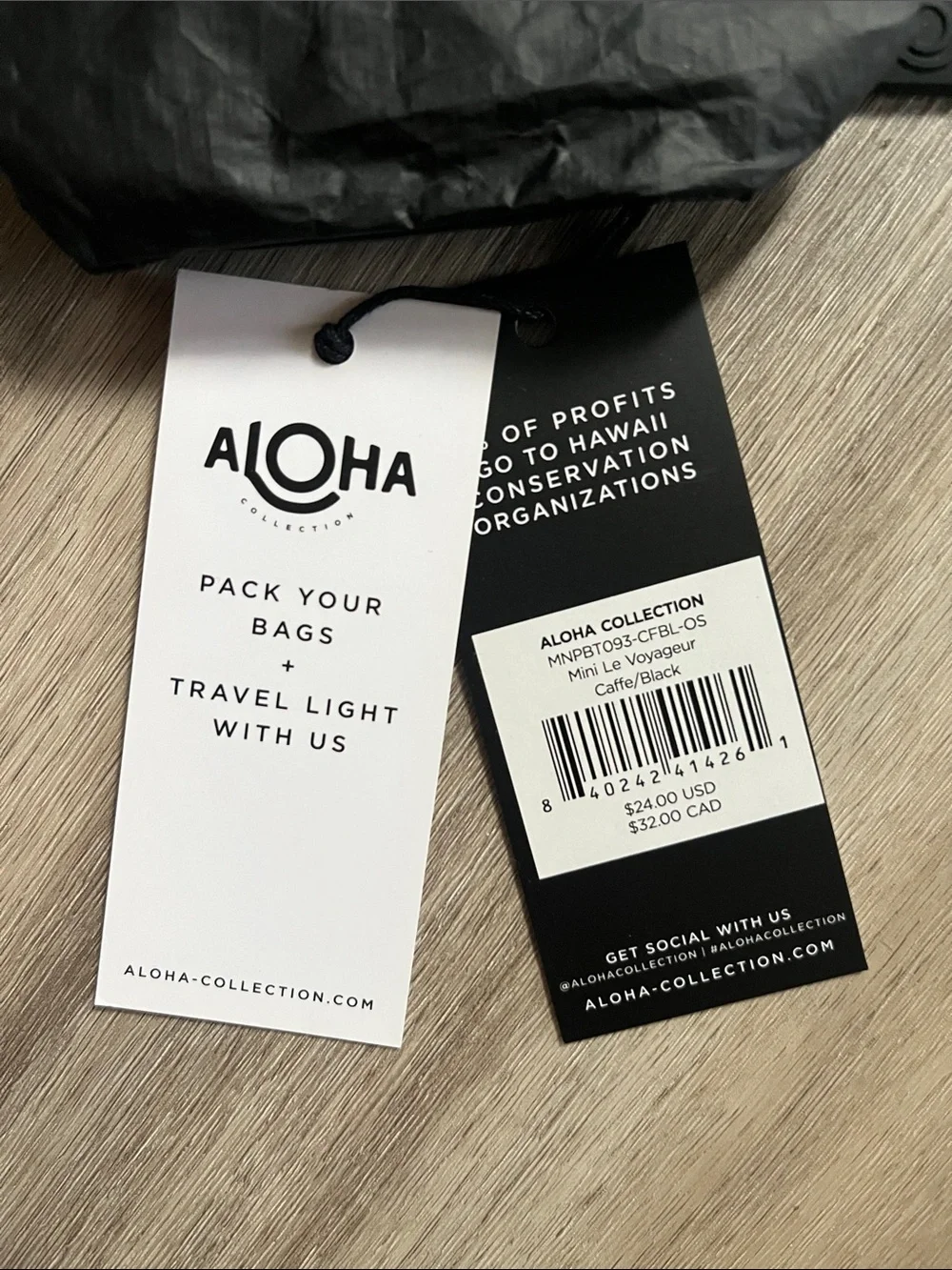 NWT ALOHA Collection Mini Pouch Le Voyageur Caffe On Black